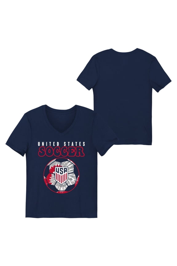 United States Men's National Team USMNT USA Youth Girl's Navy USA Soccer Ball Graphic Tee