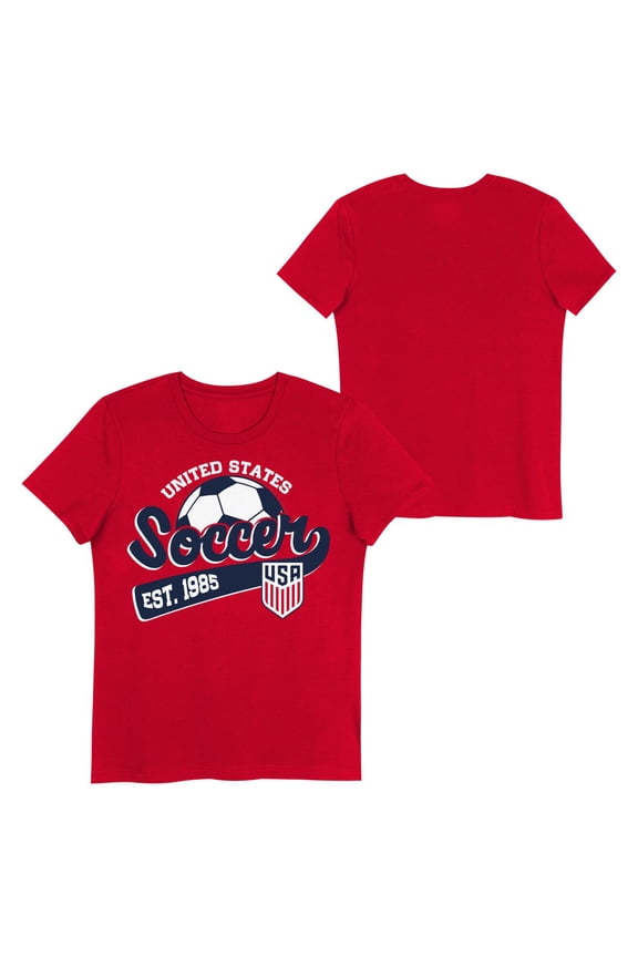 United Stated Men's National Team USMNT USA Youth Girls Red Soccer Graphic Tee