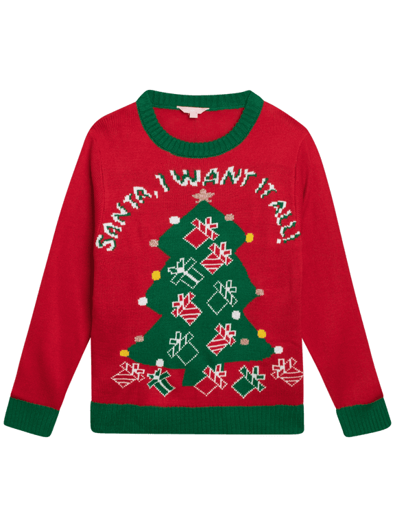 Girls' Ugly Christmas Sweater - Holiday Novelty Pullover Ugly Xmas Sweaters for Kids (Sizes: 4-16)