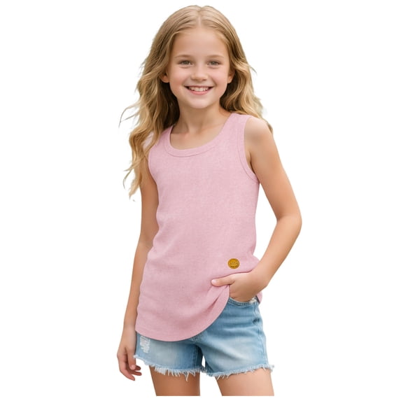 Girls Undershirts Toddler Cami Camisole Adjustable Straps Sleeveless Cotton Tank Tops for Girls,Pink