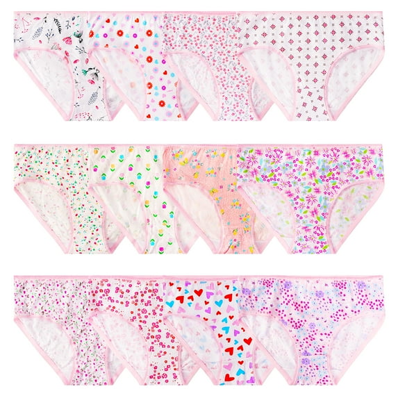 Girls Underwear, 12 Pack Girls Underwear 100% Cotton Panties for 2-8 Years Toddler Kids