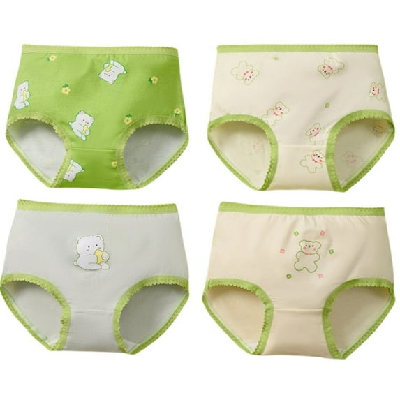 Girls Underwear 4 Pack Toddler Baby Girls Bear Print Cotton Underwear Breathable Soft Hypoallergenic Panties Toddler Boxer Briefs Green 5 Years-6 Years