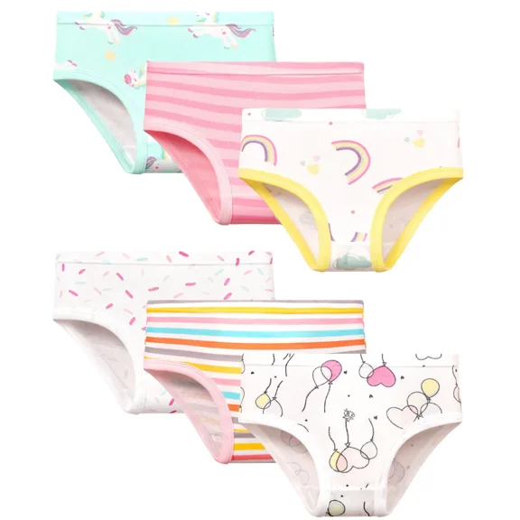 Girls Underwear, 6 Pack Toddler Kids Underwear 100% Cotton Panties for 2-8 Years Girls