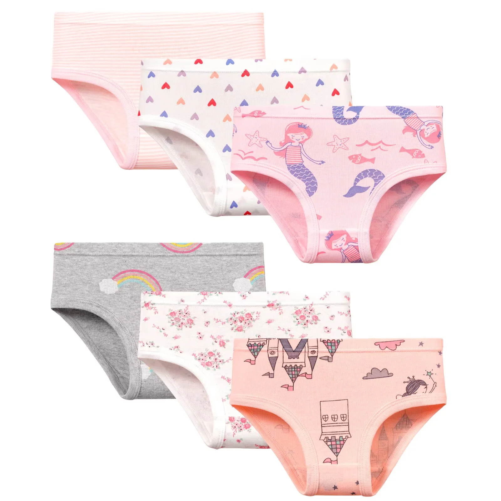 Girls Underwear, 6 Pack Toddler Kids Underwear 100% Cotton Panties for