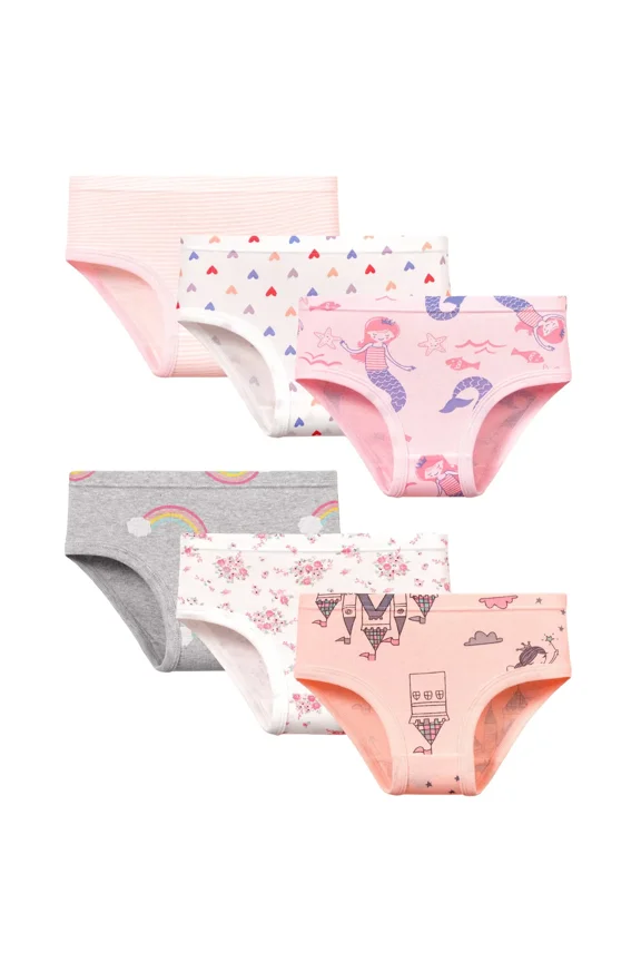Girls Underwear, 6 Pack Toddler Kids Underwear 100% Cotton Panties for 2-8 Years Girls