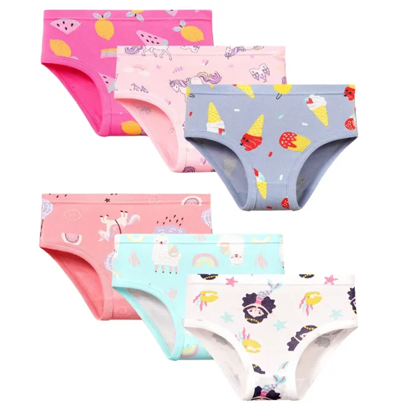 Girls Underwear, 6 Pack Toddler Kids Underwear 100% Cotton Panties for 2-8 Years Girls