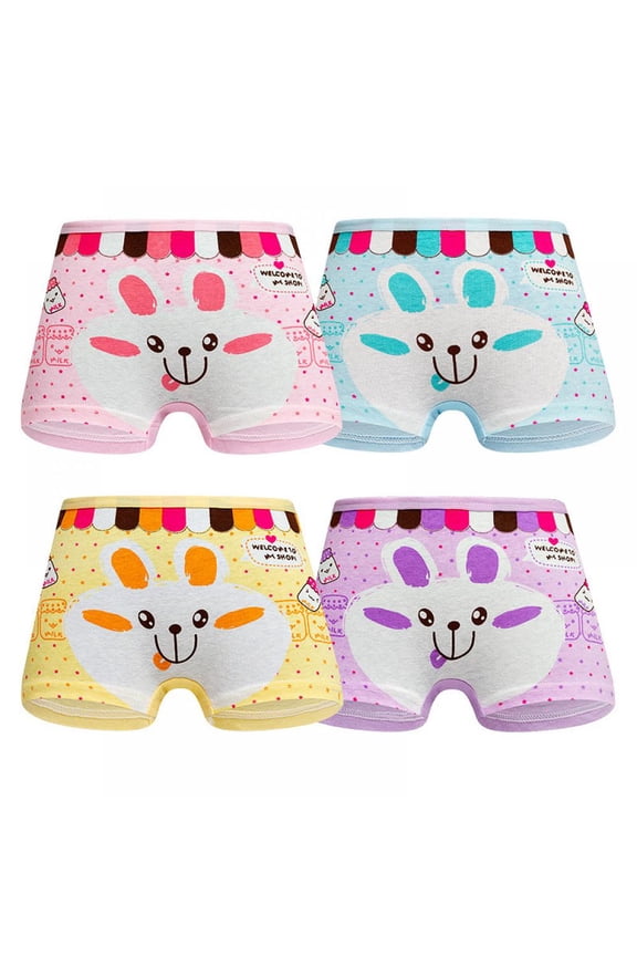 Girls Underwear Cotton Briefs Soft Cute Cartoon Bunny Briefs Breathable Undies Boxer Panties Random Color(1Pc)