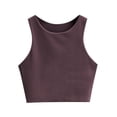 thumbnail image 1 of Girls Underwear Girls' Sleeveless Crop Tops Double Layer Scoop Neck Cropped Tank Top Undershirts For Girls Brown 17 Years-18 Years, 1 of 3