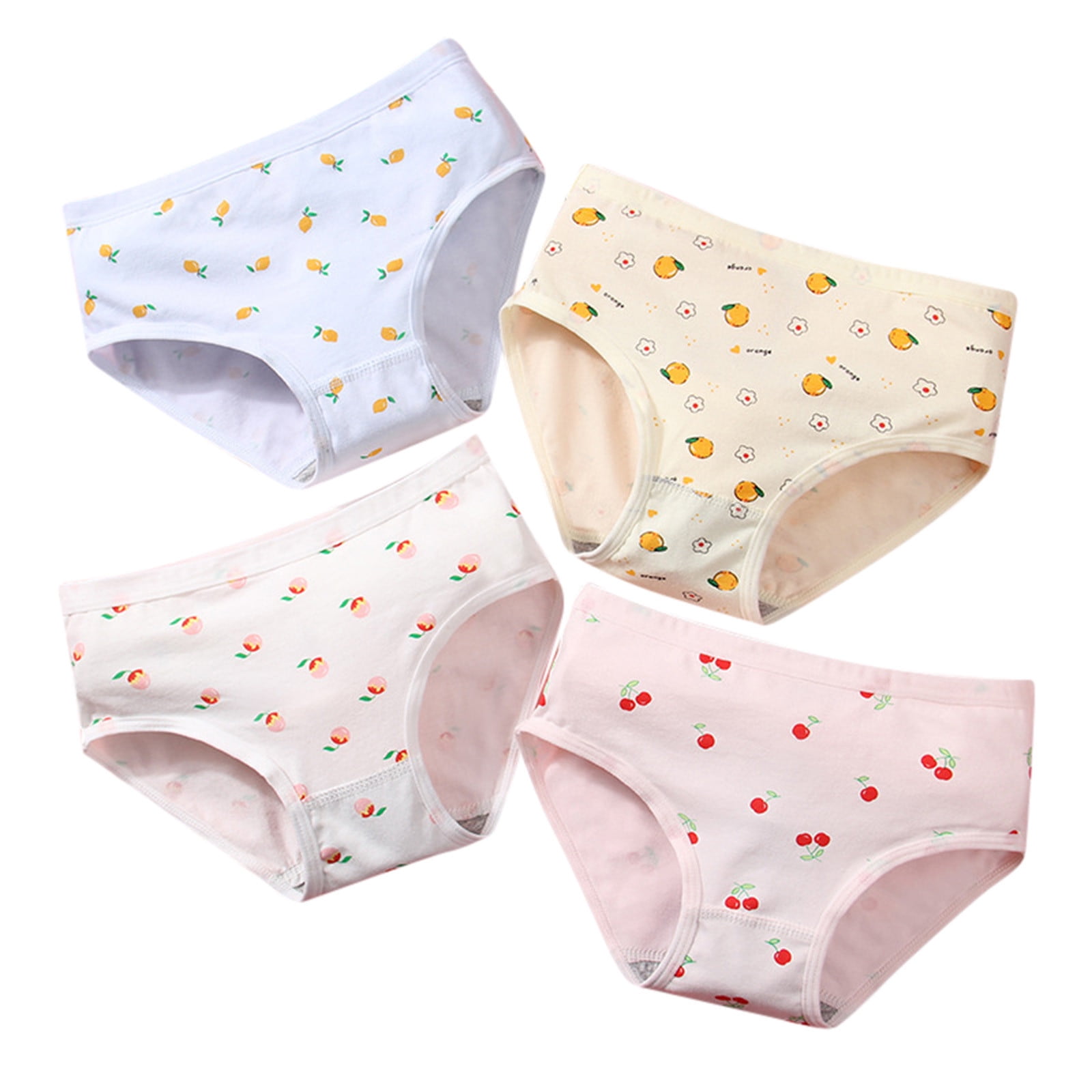 Girls Underwear Kids Toddler Cotton Underpants Cute Fruits Print Underwear Shorts Pants Briefs Trunks 4Pcs 3 Years-4 Years