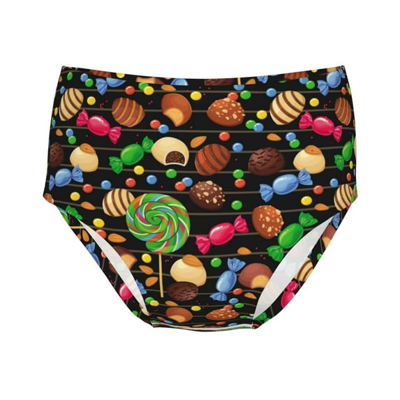 Girls Underwear, Lollipop Candy Chocolate Bean Print Soft Breathable Cotton Girls Panties, Kids Stretch Cute Underwear Brief for Teen and Toddlers Girls