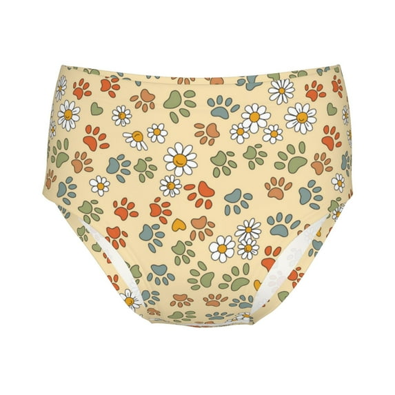 Girls Underwear, Paw In Groovy Style Soft Breathable Cotton Girls Panties, Kids Stretch Cute Underwear Brief for Teen and Toddlers Girls