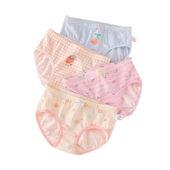 Girls' Underwear Set Cute Prints Quick-Dry Active Wear Value Pack Girls' Briefs Pack of 4 Light Gray XL
