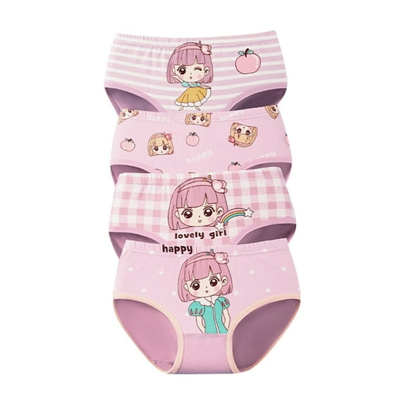 Girls Underwear Size 10-13 Years Kids Baby Cute Comfortable Cartoon 4Pcs Adorable Colorful Lightweight Delicate Light Purple Training Pants