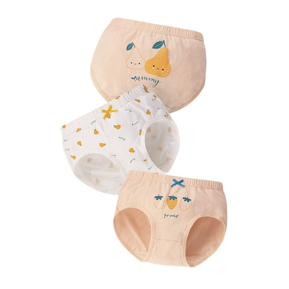 Girls Underwear Size 4-5 Years Kids Children Cartoon Print 3Pcs Adorable Colorful Lightweight Delicate Yellow Training Pants