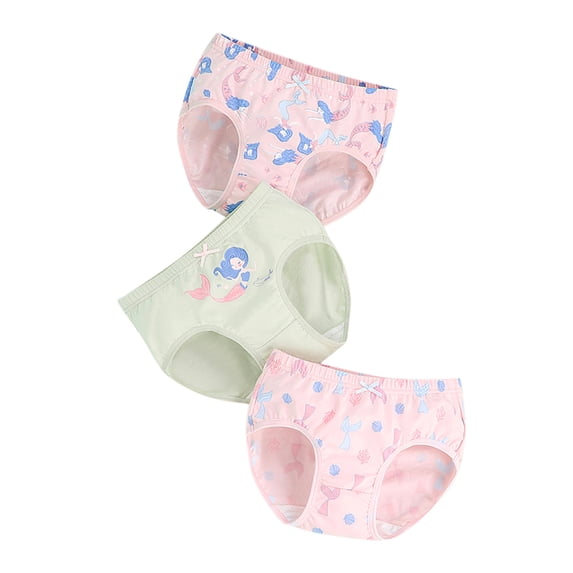 Girls Underwear Size 5-6 Years Kids Children Cute Print Set 3Pcs Adorable Colorful Lightweight Delicate Green Panty