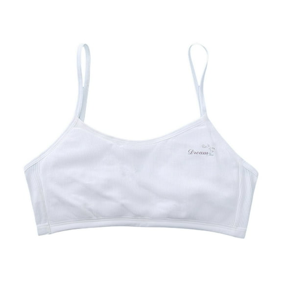 Girls Underwear Teen Girls Seamless Training Bras Sports Bras Spaghetti Strap Sports Bra For 10 To 12 Years Girls Bras, Color:White, Size:One Size