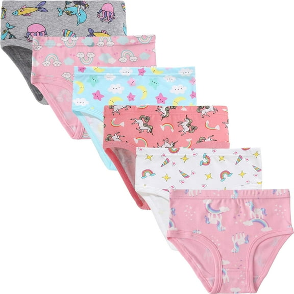 Girls Underwear Toddler Cotton Breathable Panties Little Kids Horse Briefs Childrens Rainbow Comfort 6 Pack Undies Size 2T