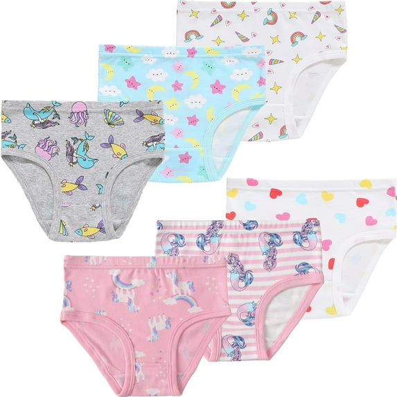 Girls Underwear Toddler Horse Panties Little Kids Mermaid Cotton Breathable Comfort Briefs Childrens 6 Pack Undies Size 2T
