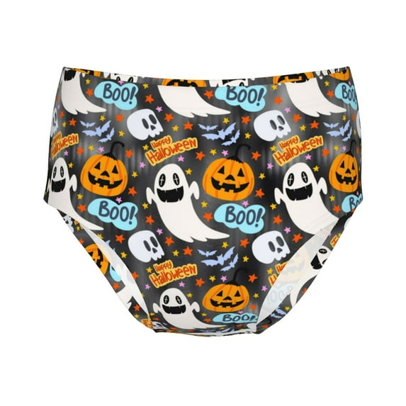Girls Underwear, happy halloween spooky pumpkin Soft Breathable Cotton Girls Panties, Kids Stretch Cute Underwear Brief for Teen and Toddlers Girls