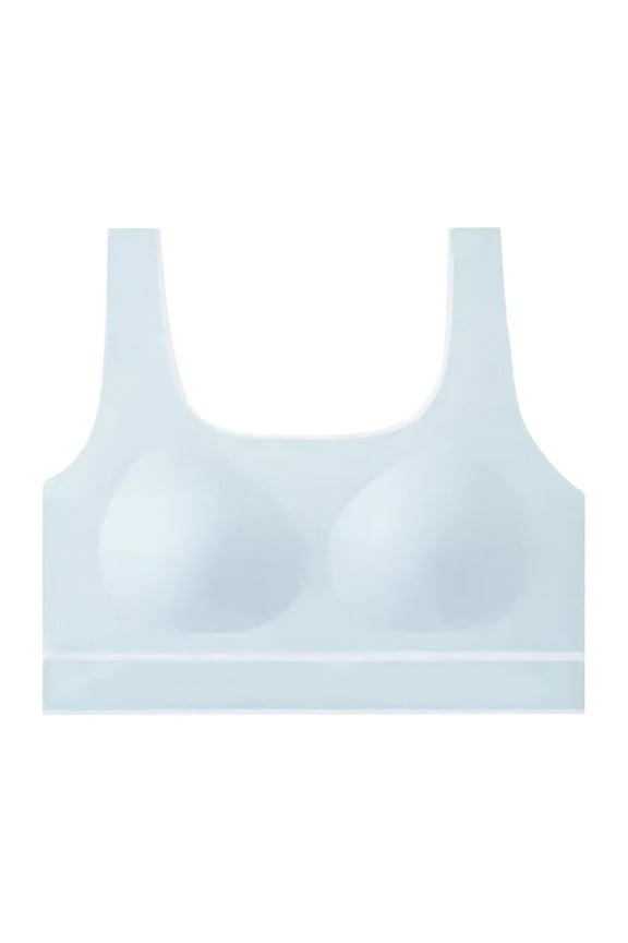 Teen Sports Bras for Girls - Cloud-Like Seamless Bralette with Light Support, Wirefree Comfort Bras for Growing Teens & Tween Girls,Color: Light Blue Size: 9-12 Years