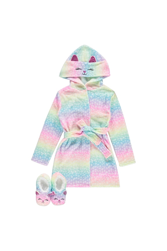 Girls' Unicorn Bathrobe Set - Soft, Cozy, and Fun with Matching Slippers - Perfect for Lounging