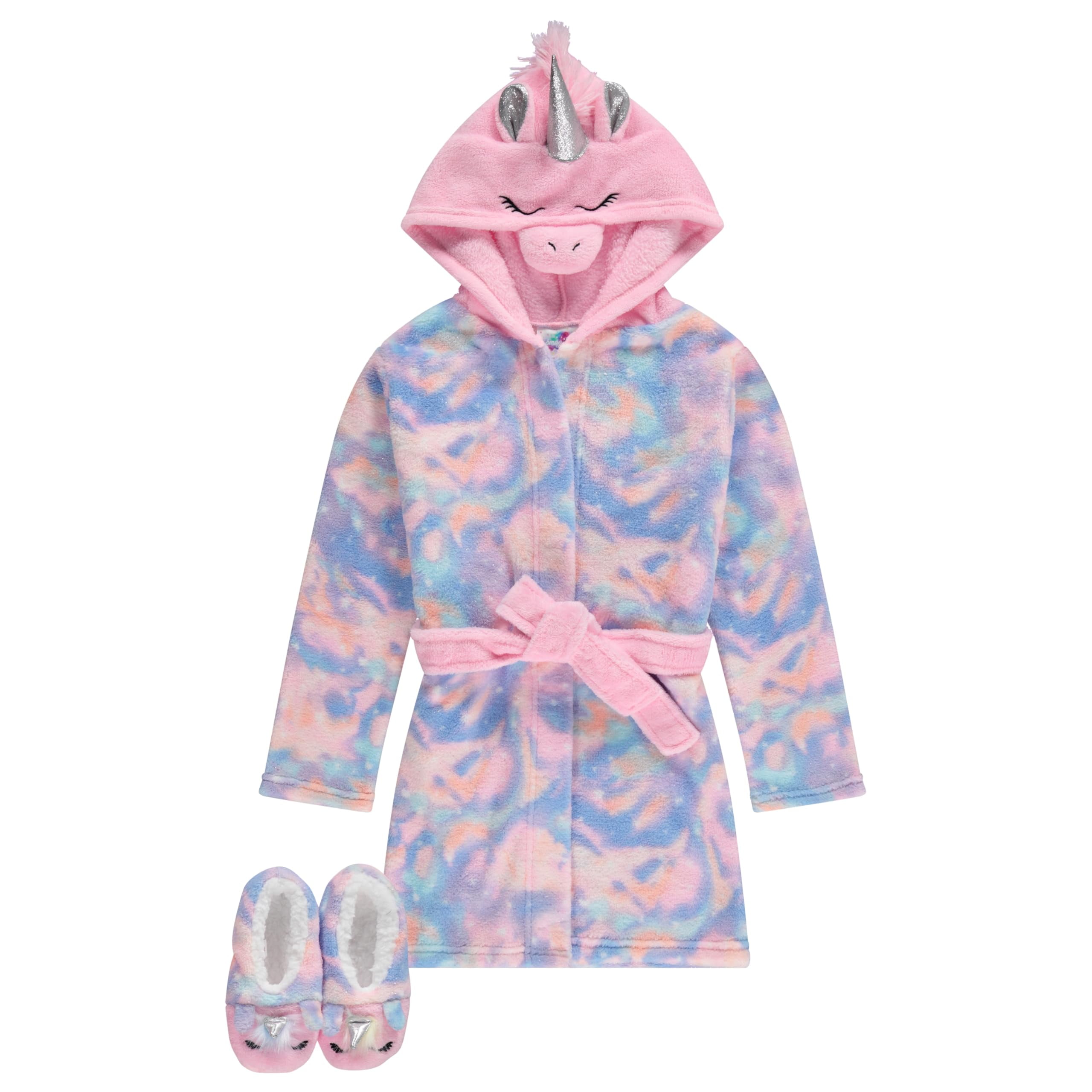 Girls' Unicorn Bathrobe Set - Soft, Cozy, and Fun with Matching Slippers - Perfect for Lounging