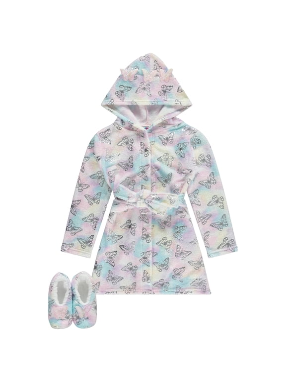 Girls' Unicorn Bathrobe Set - Soft, Cozy, and Fun with Matching Slippers - Perfect for Lounging