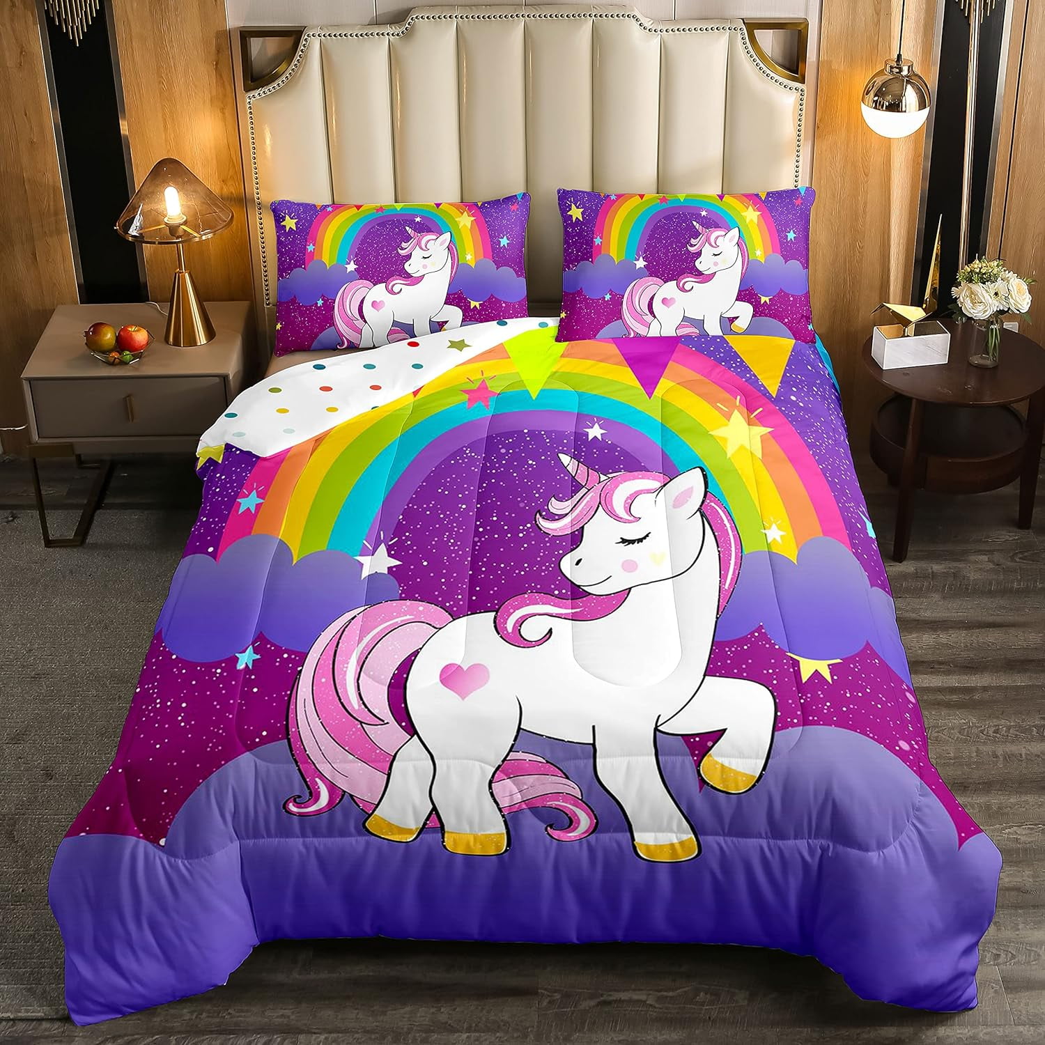 Girls Unicorn Bedding Set Full Kawaii Cute Unicorn Print Bedding