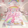 thumbnail image 1 of Unicorn Bedding Set Full Rainbow Princess Pink Unicorn Comforter Set Teens Kawaii Cute Castle Stars Reversible Bed Sets Cartoon Horse Duvet Set Fantasy Room Decor, 1 of 7