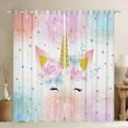 thumbnail image 1 of Girls Unicorn Curtains 42x63 inch Flower Girls Unicorn Blackout Curtains 30-50% for Kids Teens,Floral Stars Curtains Drapes,Colorful Ombre Window Curtains 2 Panels for Bedroom, 1 of 6