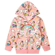 Girls Unicorn Jacket Zip Up Hoodie Toddler Girl Sweatshirt Hooded Cartoon Winter Coat Casual Outerwear Size 2t