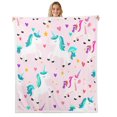 thumbnail image 1 of Unicorn Sherpa Blanket Throw Size, Cute Love Heart Throw Blanket, Girly Fantasy Unicorn Fleece Blanket Magical Animal Dreamy Horse Fuzzy Blanket For Bedroom Sofa Couch,Pink, 1 of 6