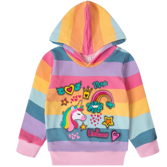 Girls Unicorn Sweatshirt Toddler Long Sleeve Letter Print Hoodie Size 7 (Unicorn-8135)