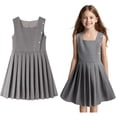 thumbnail image 1 of Girls Uniform Dress Cute Pleated Knee Length Sleeveless Grey Uniform Jumper Kids School Uniforms for Girls 8-9 Years, 1 of 4