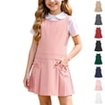 thumbnail image 1 of Girls Uniform Dress Sleeveless Crew Neck Jumper Dress A-Line Uniform Skirts with Pockets Back to School Dress Size 3-12 Years, 1 of 8