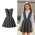 thumbnail image 1 of Girls Uniform Dress V Neck Jumper Dresses A-Line Pleated Dress Stretch Fit Grey School Skirts Girl Clothes Size 8-9 Years, 1 of 5