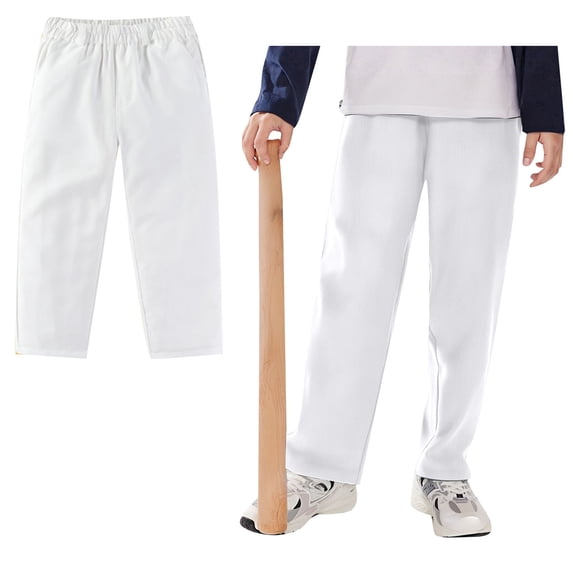 Girls Uniform Pants Dress Pants Elastic High Waist Stretch Pants with Pockets White Girls Uniform Pants Back To School Slim Fit 13-16 Years Girl Clothes