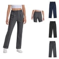 thumbnail image 1 of Girls Uniform Pants Elastic Waist Straight Boys Slim Fit Unisex Grey Uniform Pants Girls Back to School Clothes Size 4-18 Years, 1 of 9