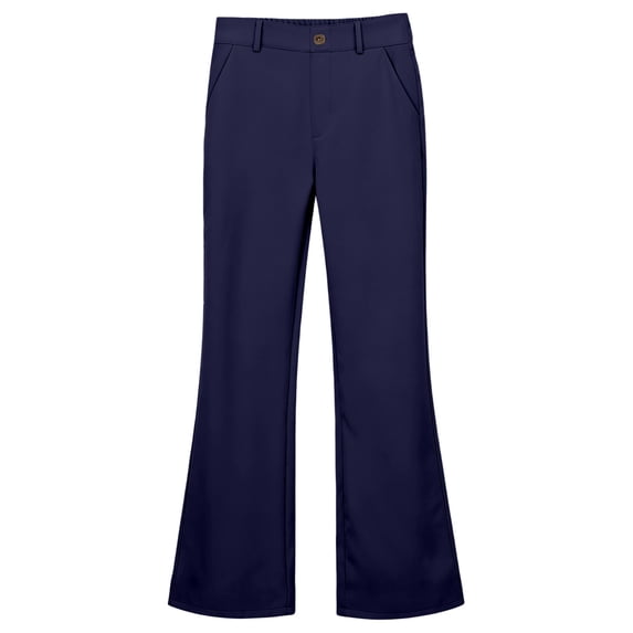 Girls Uniform Pants High Waisted Button Front Flare Trousers Flared School Pants for Girls School Uniform Size 5-16T