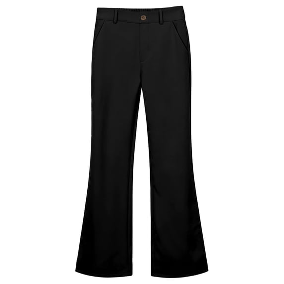 Girls Uniform Pants High Waisted Button Front Flare Trousers Flared School Pants for Girls School Uniform Size 5-16T