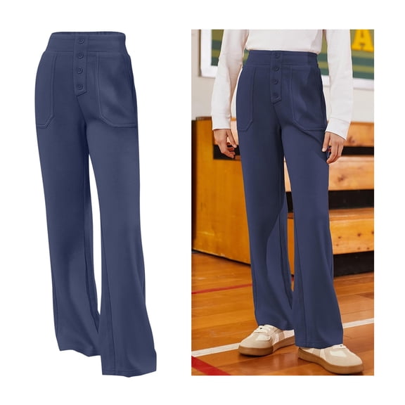Girls Uniform Pants Skinny Fit Kids Dress Pants with Pockets Straight Pants Navy Uniform Pants Back To School Clothes Kids Girls Pants Size 5-6 Years