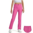 thumbnail image 1 of Girls Uniform Pants Skinny Fit Stretch Pants with Pockets Straight Pants Boys Pink Uniform Pants Back to School Outfits for Teen Girls Kids Preppy Clothes 5-6 Years, 1 of 7