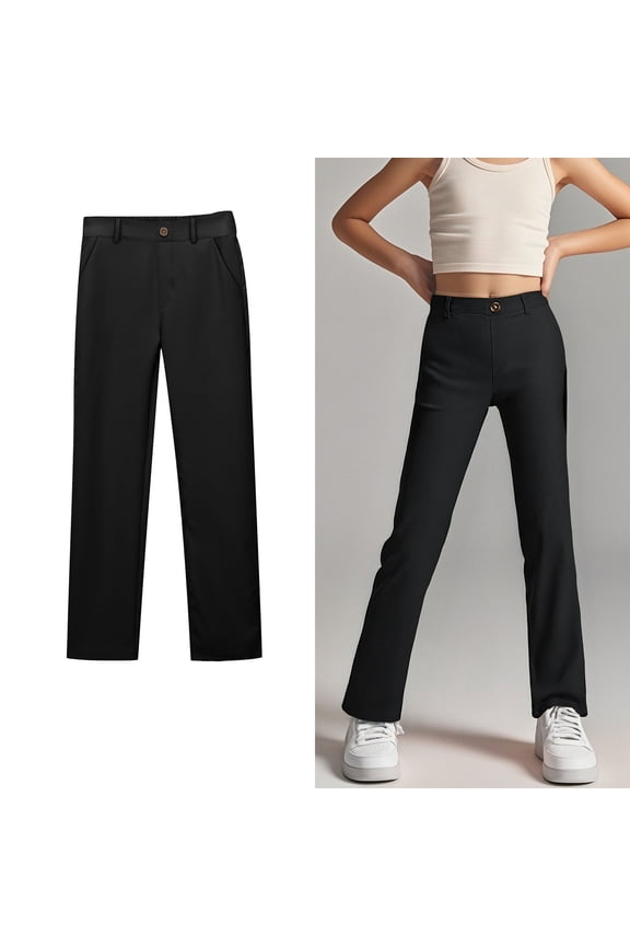 Girls Uniform Pants Skinny Fit Stretch Pants with Pockets Straight Pants Girls Black Uniform Pants Back To School Clothes Clothes for Girls 9-10 Years Girls Clothes