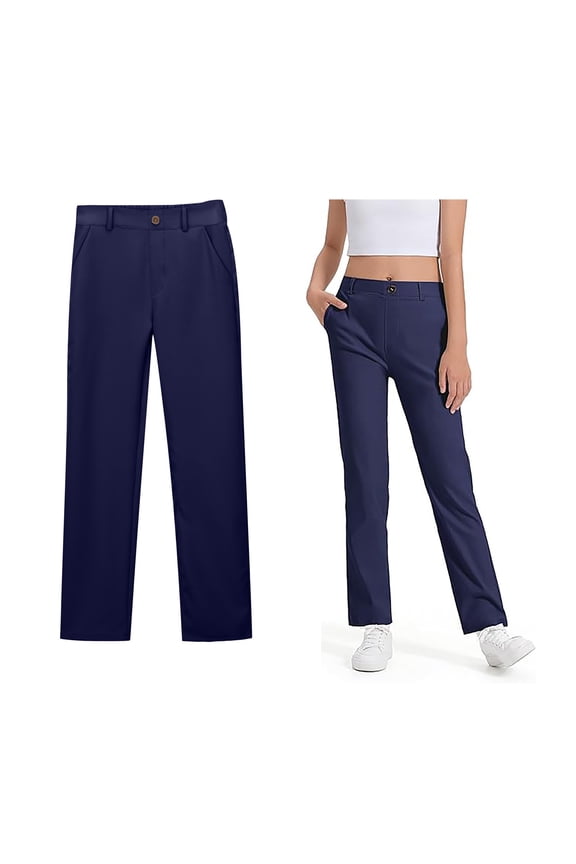 Girls Uniform Pants Skinny Fit Stretch Pants with Pockets Straight Pants Girls Navy Uniform Pants Back To School Outfits for Girls Kids Girls Outfits Size 7-8 Years