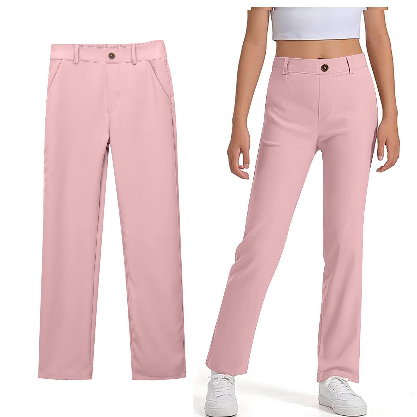 Girls Uniform Pants Fit Stretch Pants with Pockets Straight Pants  display picture 1