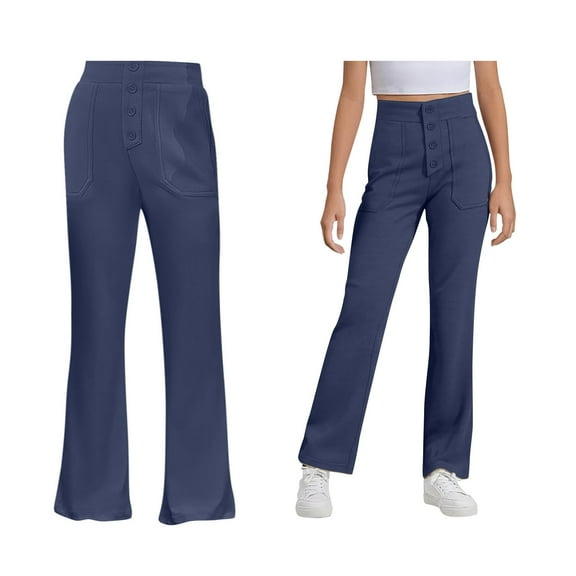 Girls Uniform Pants Skinny Pants Kids Dress Pants with Pockets Straight Pants Navy Pants for Girls Back To School Clothes for Teen Girls Kids Preppy Clothes 9-10 Years