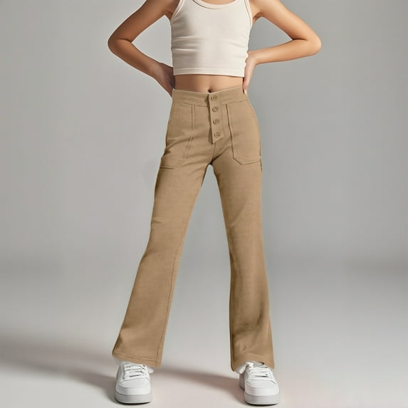 Girls Uniform Pants Skinny Pants Stretch Pants with Pockets Straight Pants Khaki Pants for Girls Uniform Back To School Outfits for Girls Preppy Clothes for Girls 5-6 Years Girls Clothes