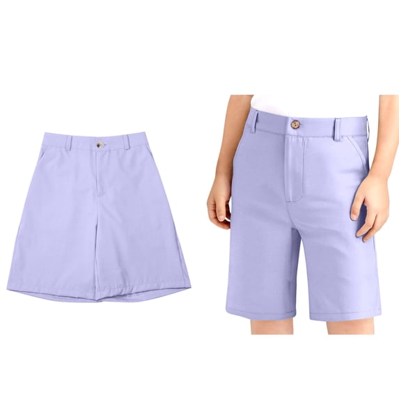 Girls Uniform Pants Stretch Flat Front Shorts Boys Purple Pants Back To School Boys Shorts Size 15-16 Years