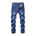 thumbnail image 1 of Girls Uniform Pants Stretchy Boys Skinny Fit Cotton Ripped Destroyed Distressed Slim Jeans Kids Stacked Washed Denim Pants Slacks for Boy, 1 of 4