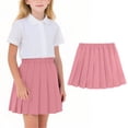 thumbnail image 1 of Girls Uniform Pleated Skirts Back to School Scooter Skirts with Undershorts Cotton Elastic Waist Mini Skirt Pink, 6-7Y, 1 of 7
